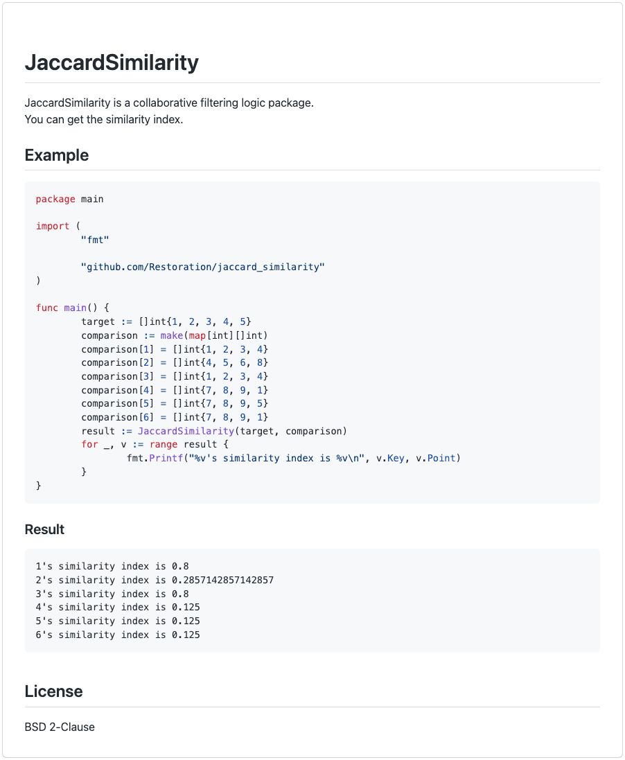 JaccardSimilarity with Golang